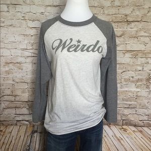 2/$20 Cute gray “weirdo” raglan tee